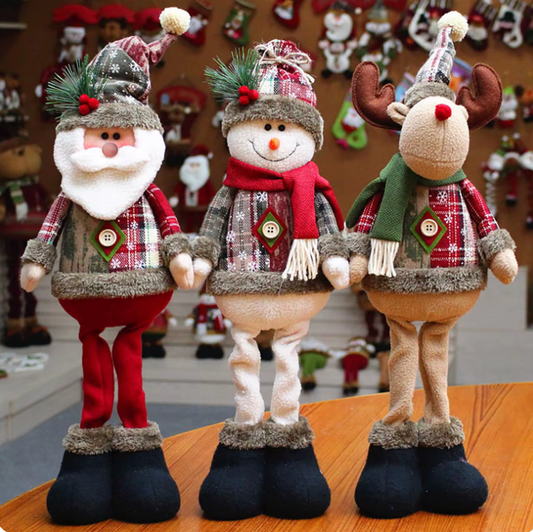 Christmas Santa Snowman-Reindeer Christmas Decoration 2024 Leg Table Mantel Decoration Plush Dolls Christmas Gifts For Kids Baby